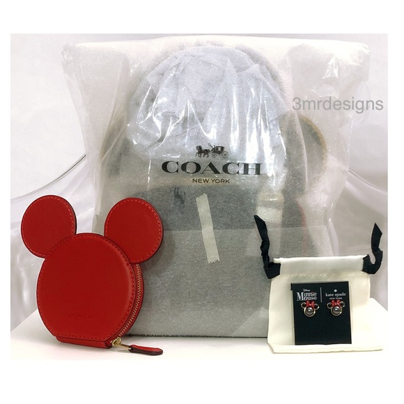 AUTH.COACH X Keith Harling| Glovetanned Leather Purse/Coin Purse & KS. Earrings - Picture 2 of 13